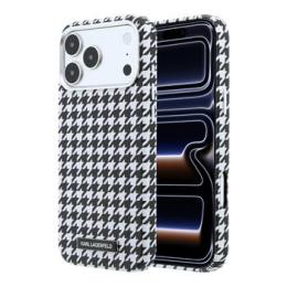 Karl Lagerfeld PU Houndstooth Resin Plate MagSafe Zadní Kryt pro iPhone 17 Pro Max Black
