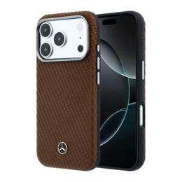 Mercedes PU Leather Wood Semi Wrap MagSafe Zadní Kryt pro iPhone 17 Pro Camel