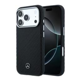 Mercedes PU Leather Wood Semi Wrap MagSafe Zadní Kryt pro iPhone 17 Pro Black