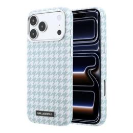 Karl Lagerfeld PU Houndstooth Resin Plate MagSafe Zadní Kryt pro iPhone 17 Pro Max Blue