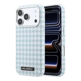 Karl Lagerfeld PU Houndstooth Resin Plate MagSafe Zadní Kryt pro iPhone 17 Pro Blue