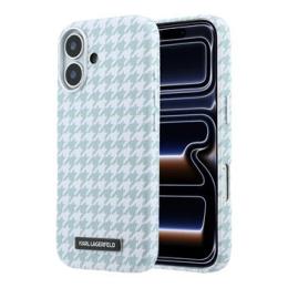 Karl Lagerfeld PU Houndstooth Resin Plate MagSafe Zadní Kryt pro iPhone 17 Blue