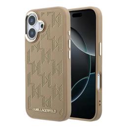 Karl Lagerfeld PU Perforated Monogram MagSafe Zadní Kryt pro iPhone 17 Beige