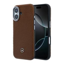 Mercedes PU Leather Wood Semi Wrap MagSafe Zadní Kryt pro iPhone 17 Camel