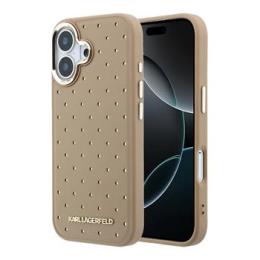 Karl Lagerfeld PU Perforated Gold Dots MagSafe Zadní Kryt pro iPhone 17 Beige