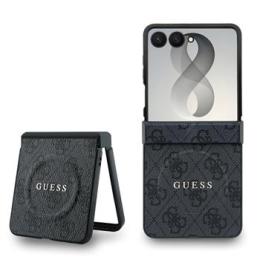 Guess PU Leather 4G Magnetic Zadní Kryt pro Samsung Galaxy Z Flip 8 Black