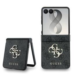 Guess PU 4G Metal Logo Zadní Kryt pro Samsung Galaxy Z Flip 8 Grey