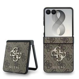 Guess PU 4G Metal Logo Zadní Kryt pro Samsung Galaxy Z Flip 8 Brown
