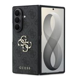 Guess PU 4G Metal Logo Zadní Kryt pro Samsung Galaxy Z Fold 8 Ultra Grey