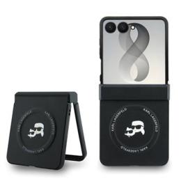 Karl Lagerfeld PU Karl and Choupette Heads Magnetic Zadní Kryt pro Samsung Galaxy Z Flip 8 Black