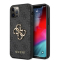 Guess PU 4G Metal Logo Zadní Kryt pro iPhone 12/12 Pro Grey